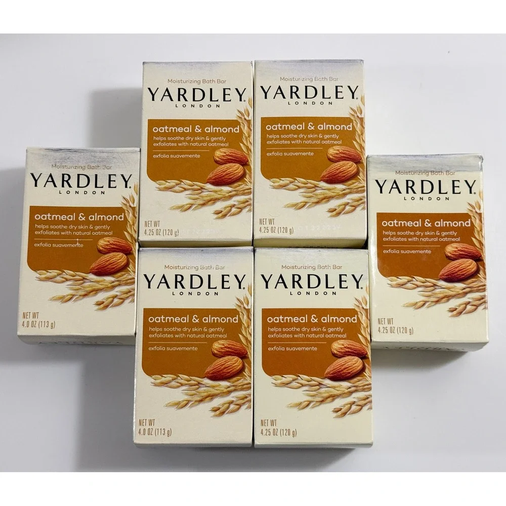 Yardley Bath Bar Unisex 6 Pack Tan Oatmeal & Almond Moisturizing Soap Bundle